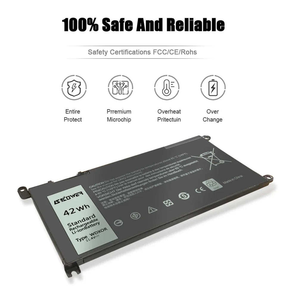 SKOWER 42Wh WDX0R Battery 3CRH3 for Dell Inspiron 13 5000 7000 7580