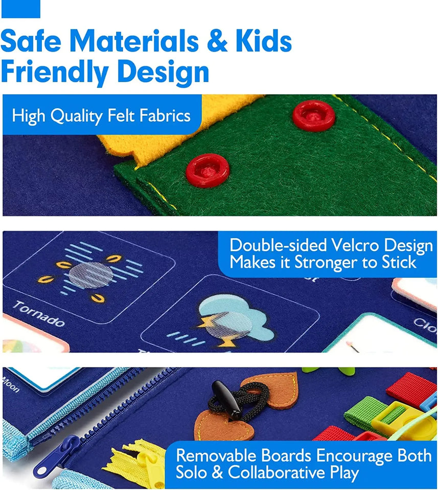 Montessori Toddler Busy Board,Autism Sensory Toys，Educational Activity Motor Skills Baby, Life Skills Learning Toys for Kids
