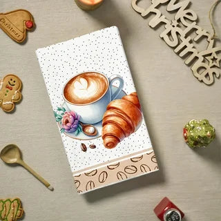 2-Piece Set of Coffee and Bread Themed Kitchen Towels, Dish Towels, Hand Towels, Kitchen Decorative Towels, Neighbor Gifts, Sweet Housewarming Gifts for Friends, Mom Gifts, Friend's Birthday Gifts.
