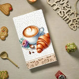 2-Piece Set of Coffee and Bread Themed Kitchen Towels, Dish Towels, Hand Towels, Kitchen Decorative Towels, Neighbor Gifts, Sweet Housewarming Gifts for Friends, Mom Gifts, Friend's Birthday Gifts.
