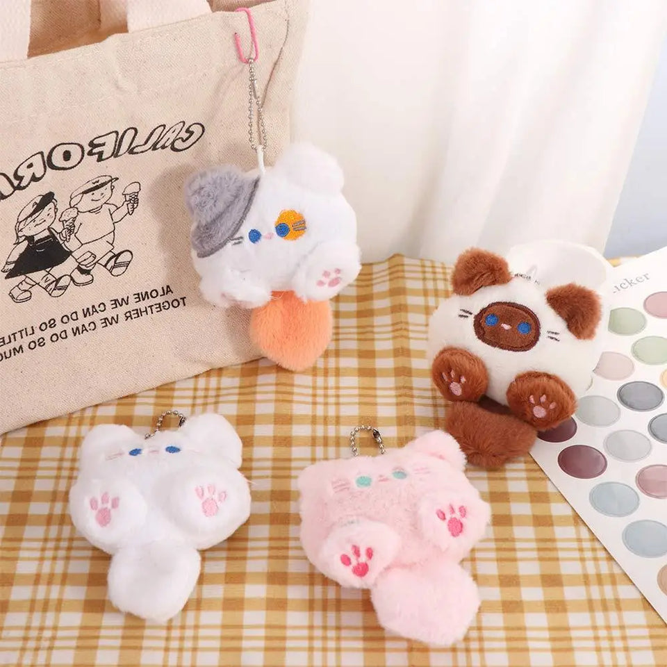 Kawaii Plush Brooch Coffee Cat Plush Keychain Soft Stuffed Cute Cat Plush Doll Colorful Ins Animal Plush Key Chain Kid Girls