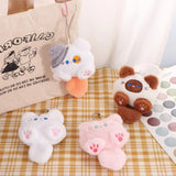 Kawaii Plush Brooch Coffee Cat Plush Keychain Soft Stuffed Cute Cat Plush Doll Colorful Ins Animal Plush Key Chain Kid Girls