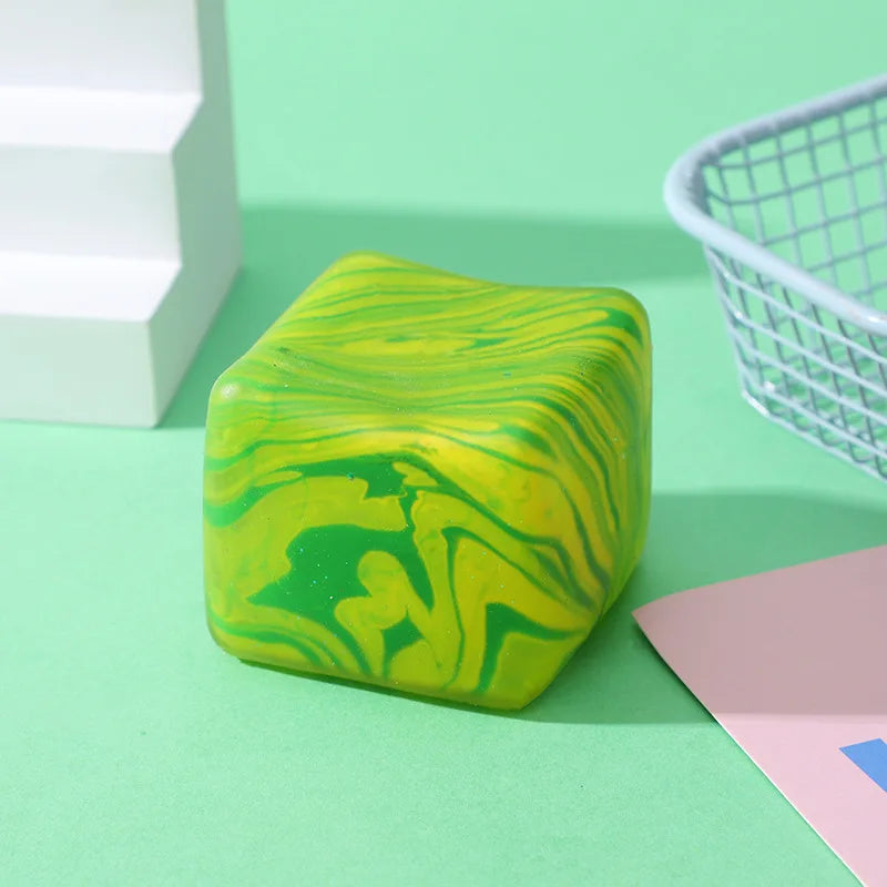 Marbled Streak Cube Squishy Stress Relief Squeeze Toy Slow Rising Anti Anxiety For Office Workers Daily Relaxation Fun Toys Gift