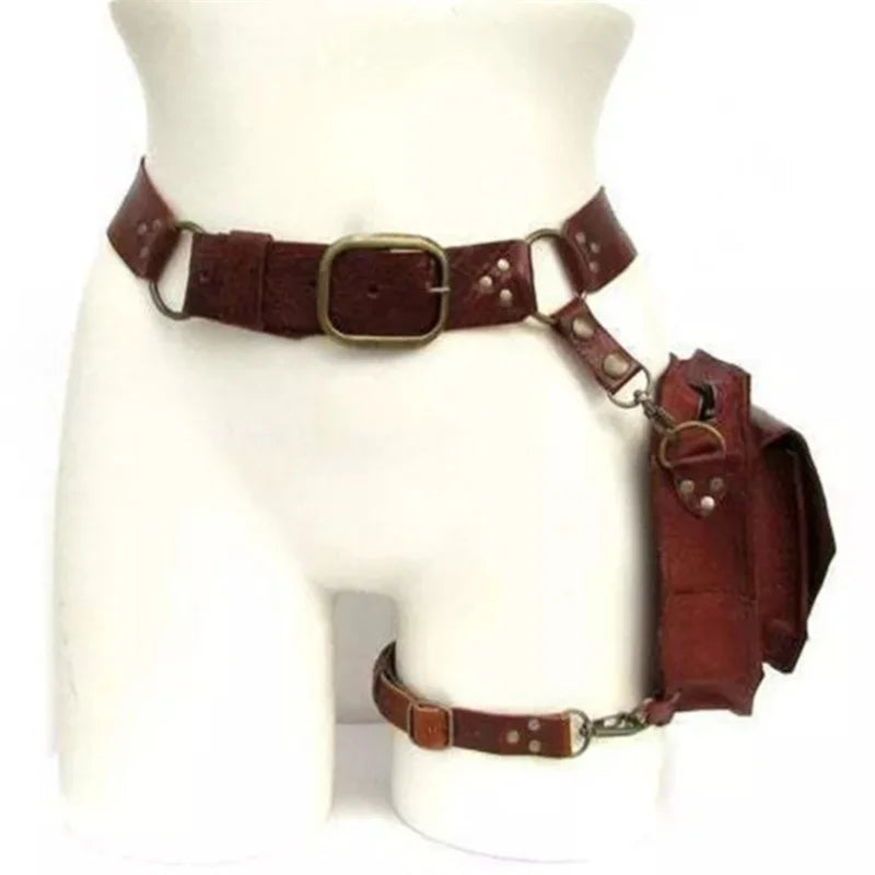 Punk Retro PU Waist Bag Casual Small Square Hip Packs For women's Crossbody Cross Multi-function Outdoor Leg Phone Pouch NEW