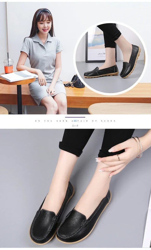 Women Flats Ballet Shoes Woman Cut Out Leather Breathable Moccasins Women Boat Shoes Ballerina Ladies Casual Shoes