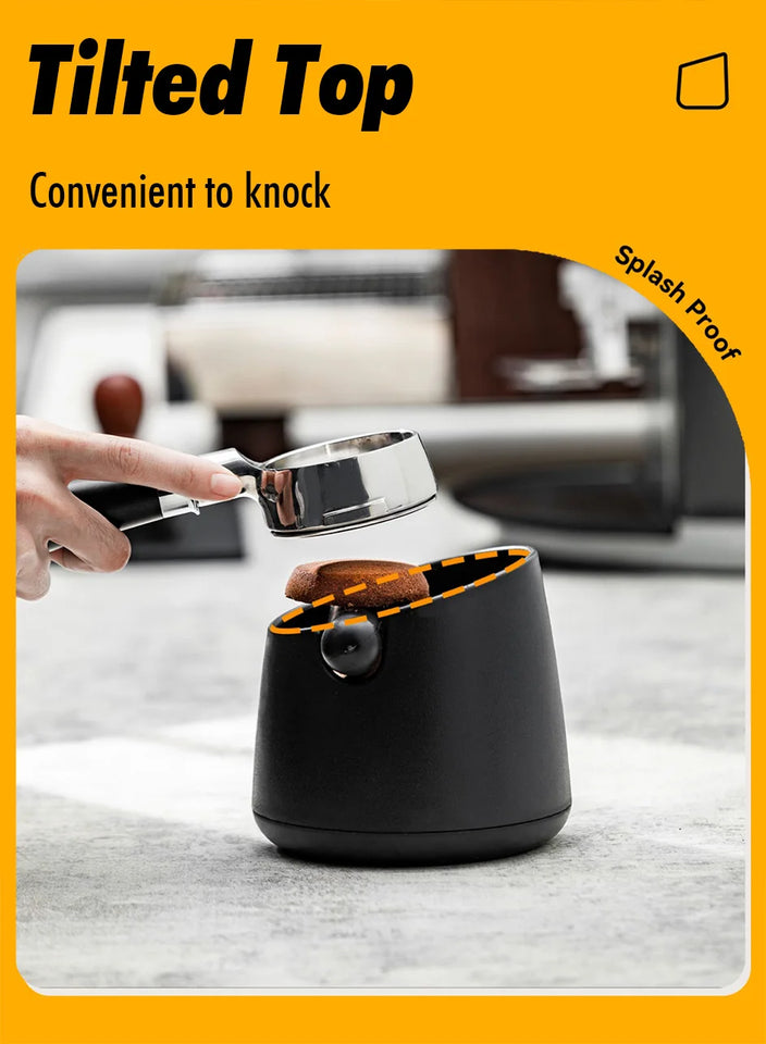 White Coffee Knock Box with Rubber Knock Bar 800ML Black Espresso Grounds Container Anti Slip Coffee Grind Waste Dump Bin