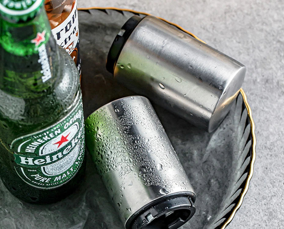 Automatic Beer Bottle Opener Stainless Steel Beer Opener Portable Push Down Wine Beer Cap Opener Kitchen Gadgets Party Gift