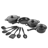 12-Piece Non-Stick Cookware Set Cooking Pot with Lid Milk Pot Maifan Stone Frying Pan Cooking Pot Set for All Hob