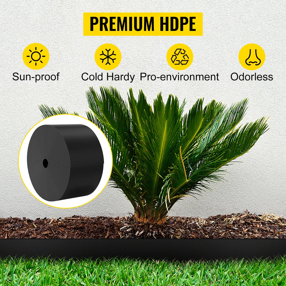VEVOR Landscape Edging 10 inch Depth 60ft Total Length Recycled HDPE Coiled Terrace Board Flexible Bender Border for Landscaping