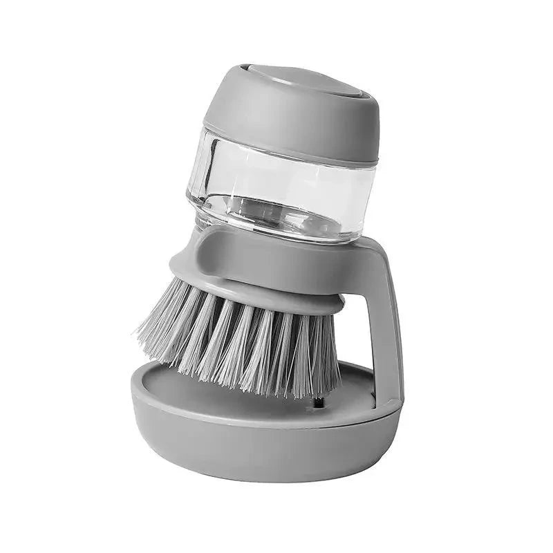 Multi-Use Kitchen Dish Brush, Soap Dispensing Palm Brush with Tray, Universal Scrub Brush for Household Cleaning