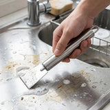 Powerful Stainless Steel Scraper, Heavy Duty Kitchen Cleaning Tool Removes Stubborn Stains from Pots Stove Tile Grill
