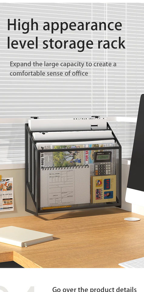 Desk Mail Organizer for Countertops, Mesh Bill Desk Organizer, File and Letter Holder, Letter Tray, Paper Mail Sorter,