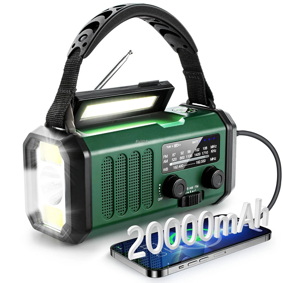 Hot 20000mAh AM/FM/NOAA Radio Solar Hand Crank Generator Radio Portable Radio de emergencia LED Flashlight SOS Alarm Power Bank