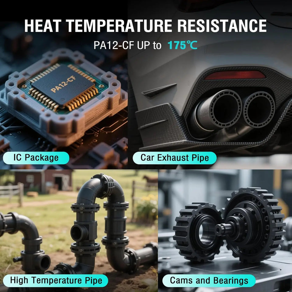 SUNLU PA12-CF 3D Filament Carbon Fibre Nylon Heat Resistant Wear Resistant 1.75mm 1kg Spool Engineering Filament