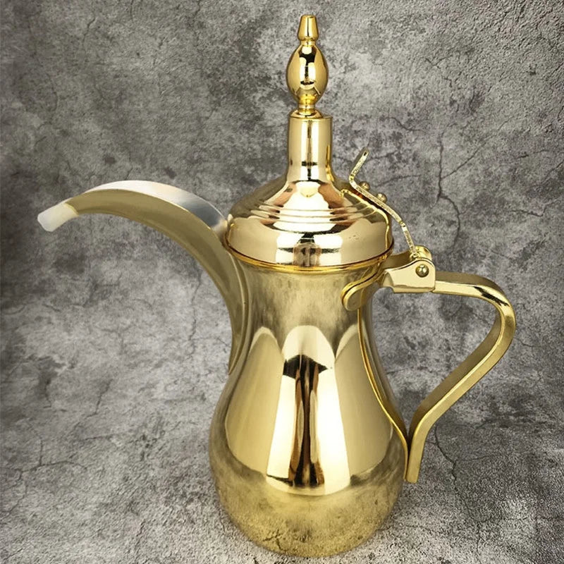 Golden Arabic Coffee Pots, ,Hot Water long-mouthed Tea Kettle Coffee Maker, Narrow Teapot 500/700ML 304 Stainless Steel