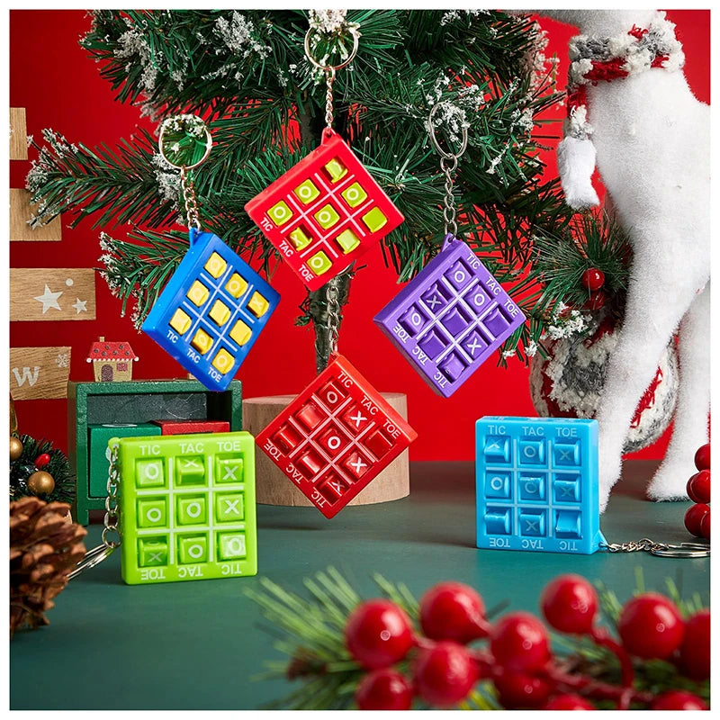 5Pcs Colorful Tic Tac Toe Keychain for Kids Educational Toys Birthday Party Favor Classroom Prizes Goodie Filler Pinata Gift