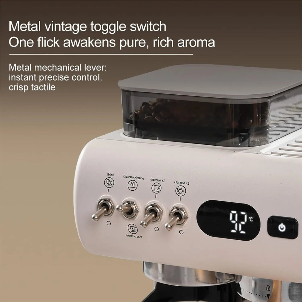 Home Coffee Machine | 1.8L Tank | 9-20 Bar | 20 Grind Levels | Hot & Cold Extract | Espresso/Cappuccino | Milk Frother