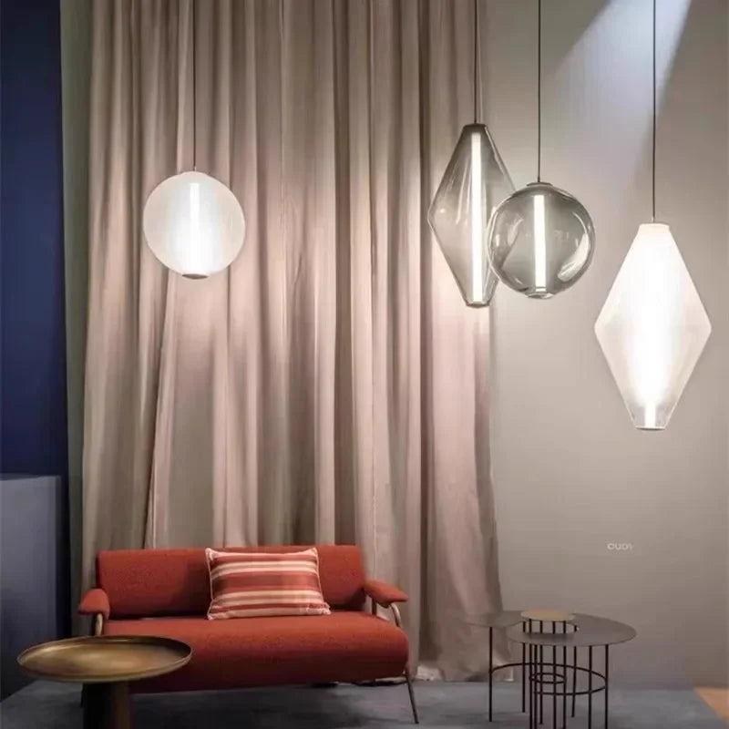 Nordic Minimalist Restaurant  LED Pendant Light  Modern Designer Glass Restaurant Small Pendant Light  Including Light Source
