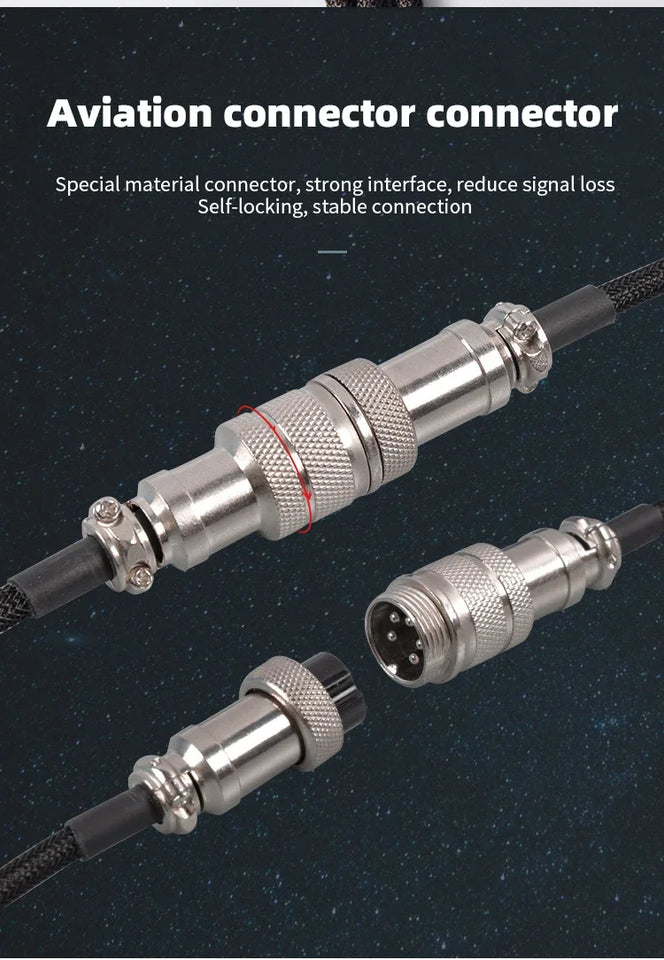 3M Type C Mechanical Keyboard Coiled Cable USB Keyboard Wire Mechanical Keyboard Aviator Desktop Computer Aviation Connector