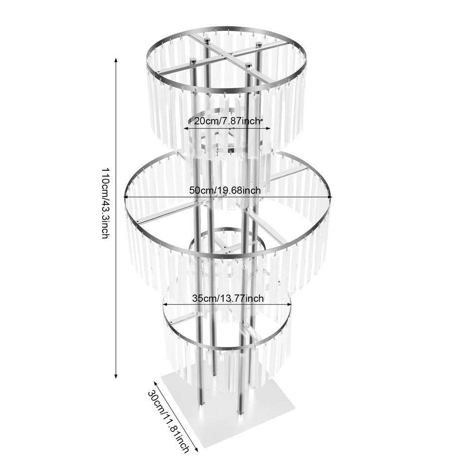 5 Tiers Gold/Silver Wedding Centerpieces Flower Stand Vase Centerpiece Acrylic Flower Stand with Hanging Acrylic