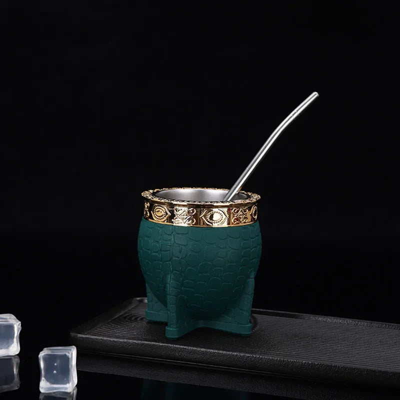 Creative Double Wall 260ml Stainless Steel Yerba Mate Tea Cup Tumbler Beer Pint Coffee Mug Gifts For Friend No Straw