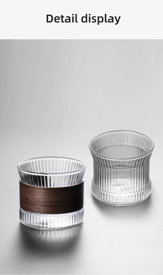 Glass Coffee Mug Japanese Style  Walnut Cup SleeveTransparent Kawaii Cup Coffeeware Beautiful Tea Mugs Beer Mug Cute Mug