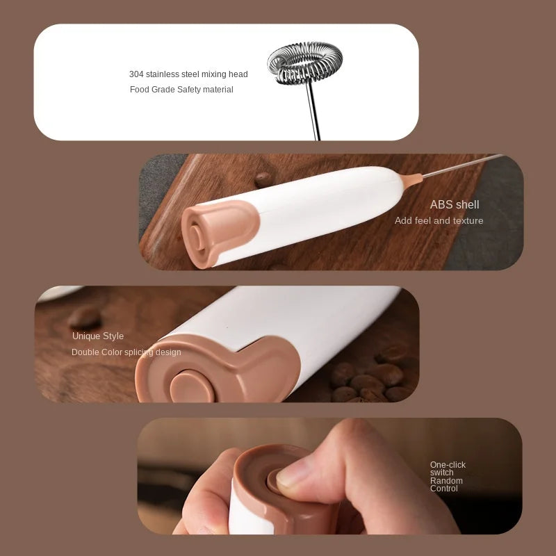 Electric Milk Frother Kitchen Drink Foamer Whisk Mixer Stirrer Coffee Cappuccino Creamer Whisk Frothy Blend Whisker Egg Beater