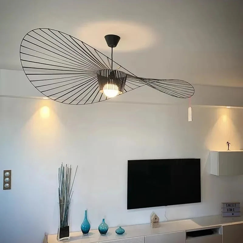 Italian Nordic Straw Hat Pendant Light Restaurant Art Living room Designer Industrial Retro Restaurant Kitchen Hanging Lights