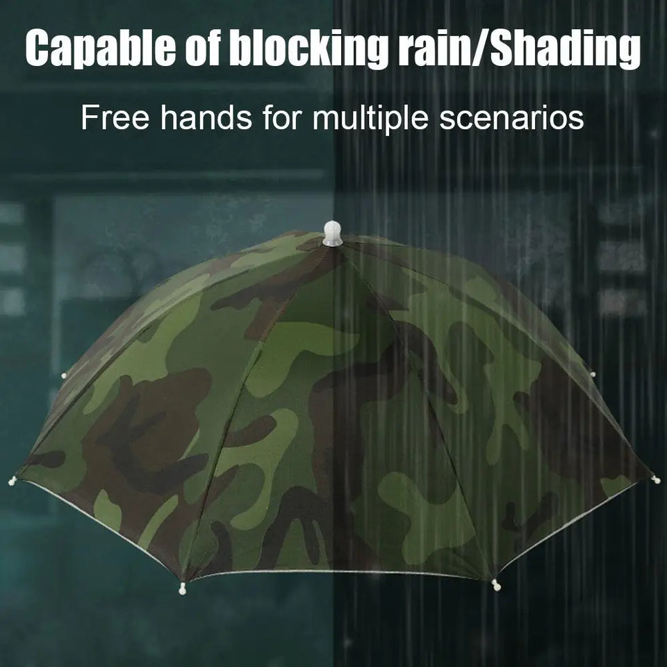 Hands-Free Umbrella Hat For Fishing Sun Protection Head-Mounted Sunshade For Outdoor Gardening Hiking Foldable Rain Cap