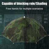 Hands-Free Umbrella Hat For Fishing Sun Protection Head-Mounted Sunshade For Outdoor Gardening Hiking Foldable Rain Cap