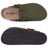 Gacimy Women Fashion Thick Sole Leather Clogs Slippers Classic Women's Mules Cork Clogs Slipper Outdoor Deep Heels Shoes Sandal