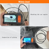 Endoscope Camera 4.3 Inch Screen Replaceable 1-100 Meter Rigid Cable HD1080P 8MM Lens Pipe Inspection USB Borescope LED 2600mAh