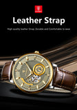 POEDAGAR Fashion Business Men Watch Waterproof Luminous Hollow Tourbillon Male Clock Automatic Mechanical Leather Men's Watches