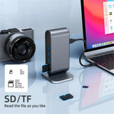 12-in-1 Vertical Docking Station USB C Docking Station TYPE C HUB USB Splitter HDMI 4K/LAN 100M/USB3.0 5Gbps/VGA 1080P/PD100W