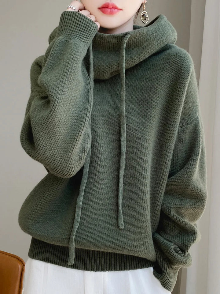 100% Australia Wool Women's Hooded Sweater Long Sleeve Pullovers New Arrivals Knitted Jumper Cashmere New In Sweatshirts Fashion