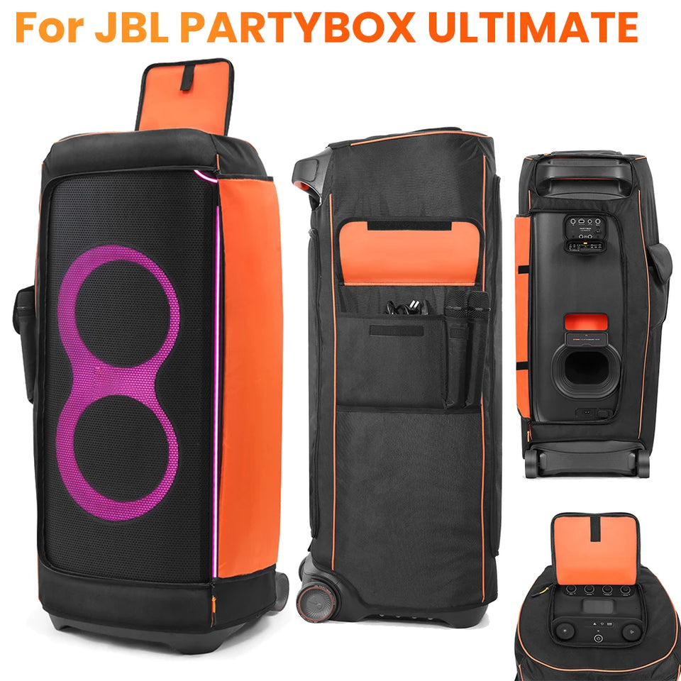 Dust Case Waterproof Speaker Case Slip Sleeve Nylon Fabric Multifunction Bag with Side Storage Pocket for JBL Partybox