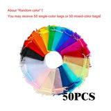 50pcs/Lot Multicolor Jewelry Packaging Bag 7*9 11*16 15*20cm Organza Bags Gift Storage Wedding Drawstring Pouches Wholesales