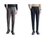 Autumn Winter Neapolitan Trousers Men with 5% Wool Fabric, Coffee Fashionable Simple & Versatile Casual Pants,pantalones Hombre