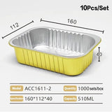Aluminum Foil Lunch Box Gold Sealed Disposable Takeaway Packaging Commercial Resistant Tin Paper Box With Lid