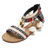 Summer New Women's Sandals Rome Bohemian Flow Su Flat Heel Soft Bottom Comfortable Anti slip Outerwear Tourist Vacation