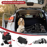 Pet Stroller For Small Medium Cats&Dogs 3 Wheels Foldable with Breathable Mesh Canopy Pet Travel Carrier Suitable Outdoor Travel