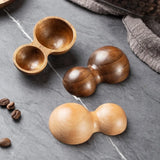 Dual-Headed Wooden Coffee Spoon Short Handle Serving Cutlery Measuring Spoon Wear-resistant Rust-proof Coffee Bean Spoon