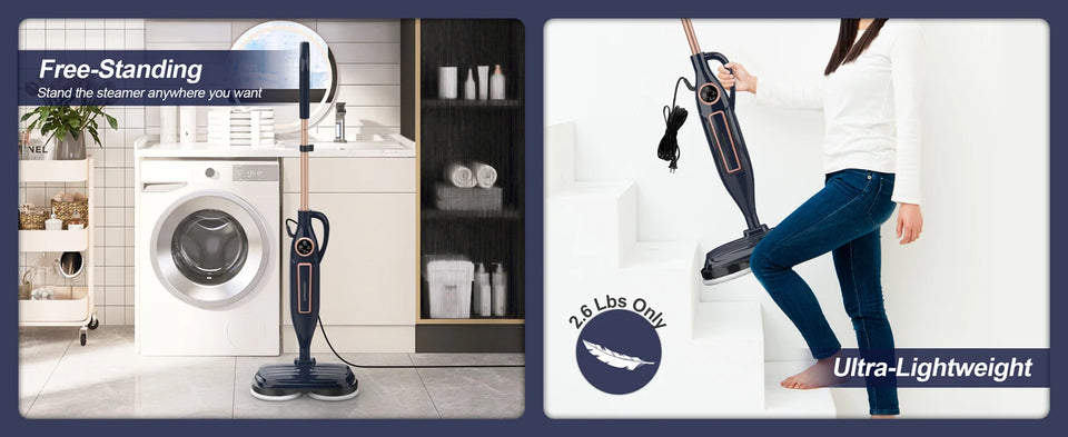 Steam Mop Cleaner with Rotating Mop Pad 10 in 1 Lightweight Spin Mop 1300W Powerful Floor Steamer for Home Hardwood Laminate VM6