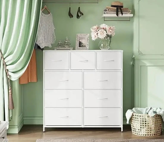 Living Room Closet Hallway White Bedroom Furniture Wide Steel Storage Organization Dresser Chest Drawers