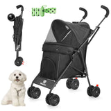Pet Dog Stroller 4 Wheels Puppy Stroller Rotate with Brakes Storage for Dogs Cats Travel Pet Suplies Outdoor 애완견 유모차