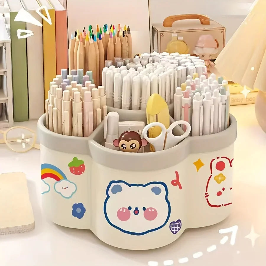 1 Piece of 360 ° Rotating Pen Holder - Multifunctional Office Desk Organizer, Suitable for Makeup Pens and Student Stationery