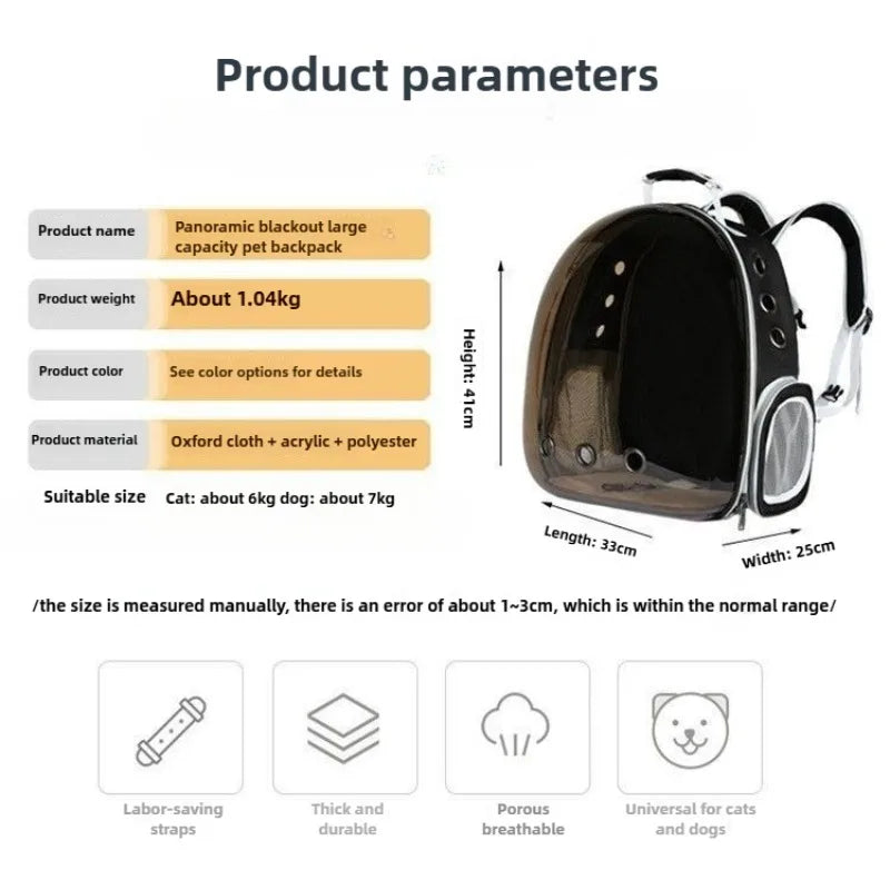 Multiple Breathable Holes for Smooth Breathing Pet Capsule Cat Dog Bag Portable Backpack Breathable Travel Bellows Pet Backpack