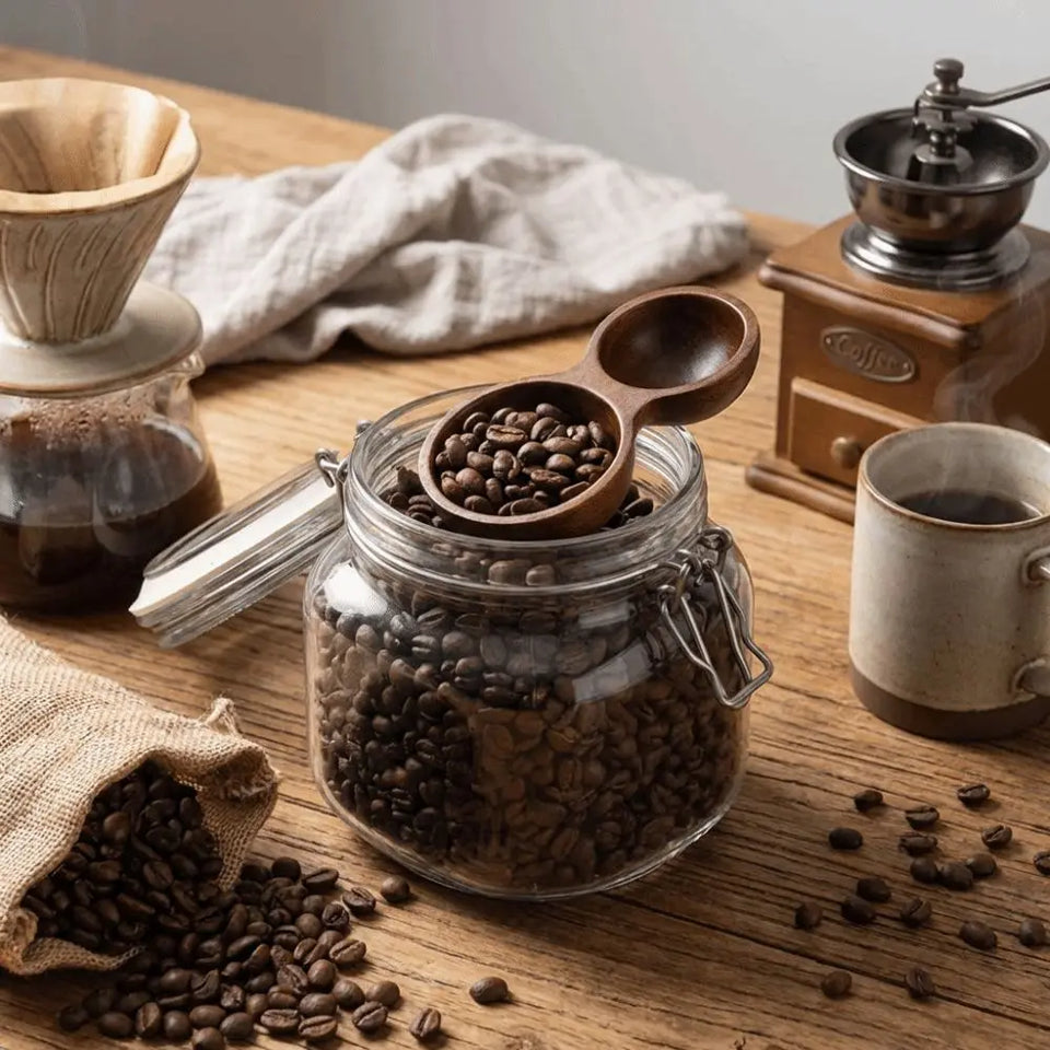 Dual-Headed Wooden Coffee Spoon Short Handle Serving Cutlery Measuring Spoon Wear-resistant Rust-proof Coffee Bean Spoon