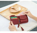 Women's Fringe Square Zipper Purse, Short Money Clip, All Simple Card Bag, Multi-functional Fashion Purse, New, 2024