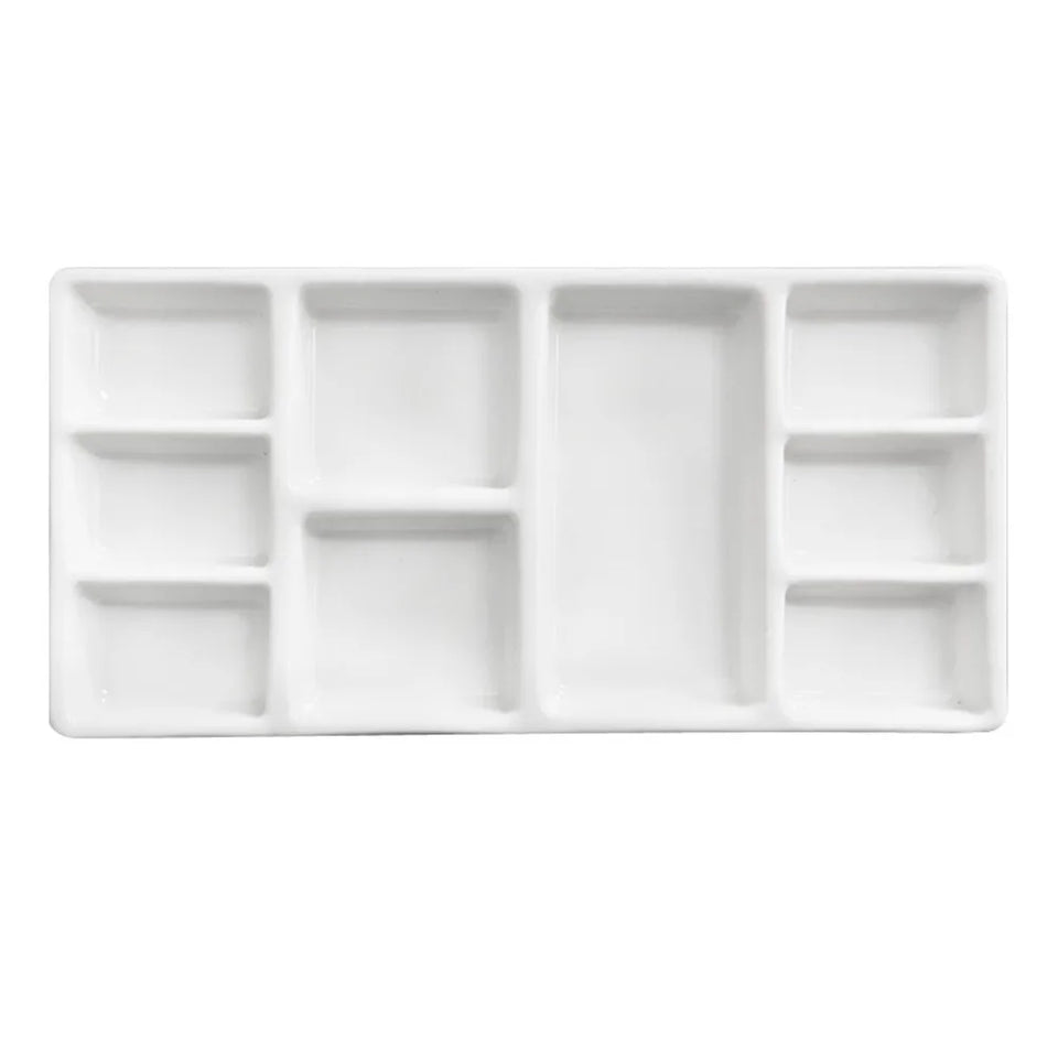 Ceramic Rectangular Paint Pallet White Durable Pigment Tray for Oil Watercolor Painting Artist Supplies Color Mixing Plate